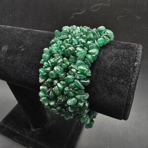 Green Jade Woven Stretch Bracelet Gemstone Chips